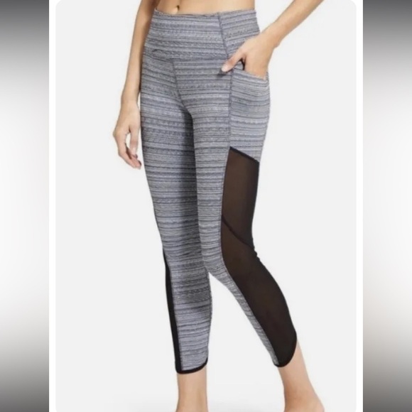 Athleta BLACK Mesh Side Panel Capri Leggings - Picture 2 of 9
